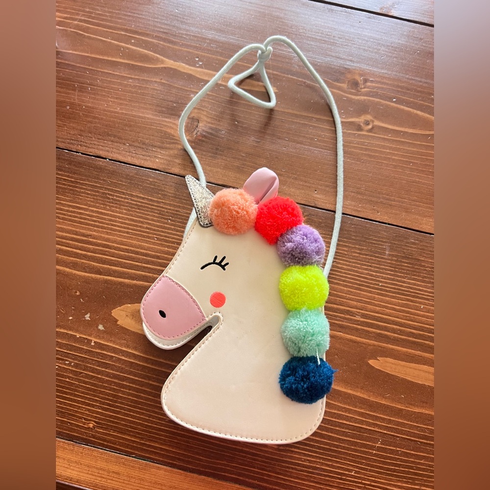 Unicorn Pom-Pom Crossbody Bag for Kids